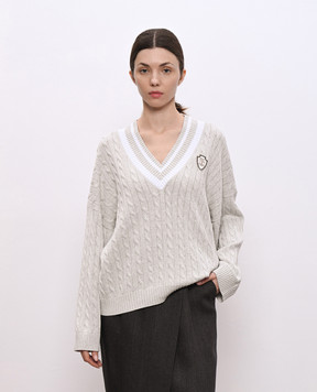 Brunello Cucinelli Gray pullover with textured pattern M19756512