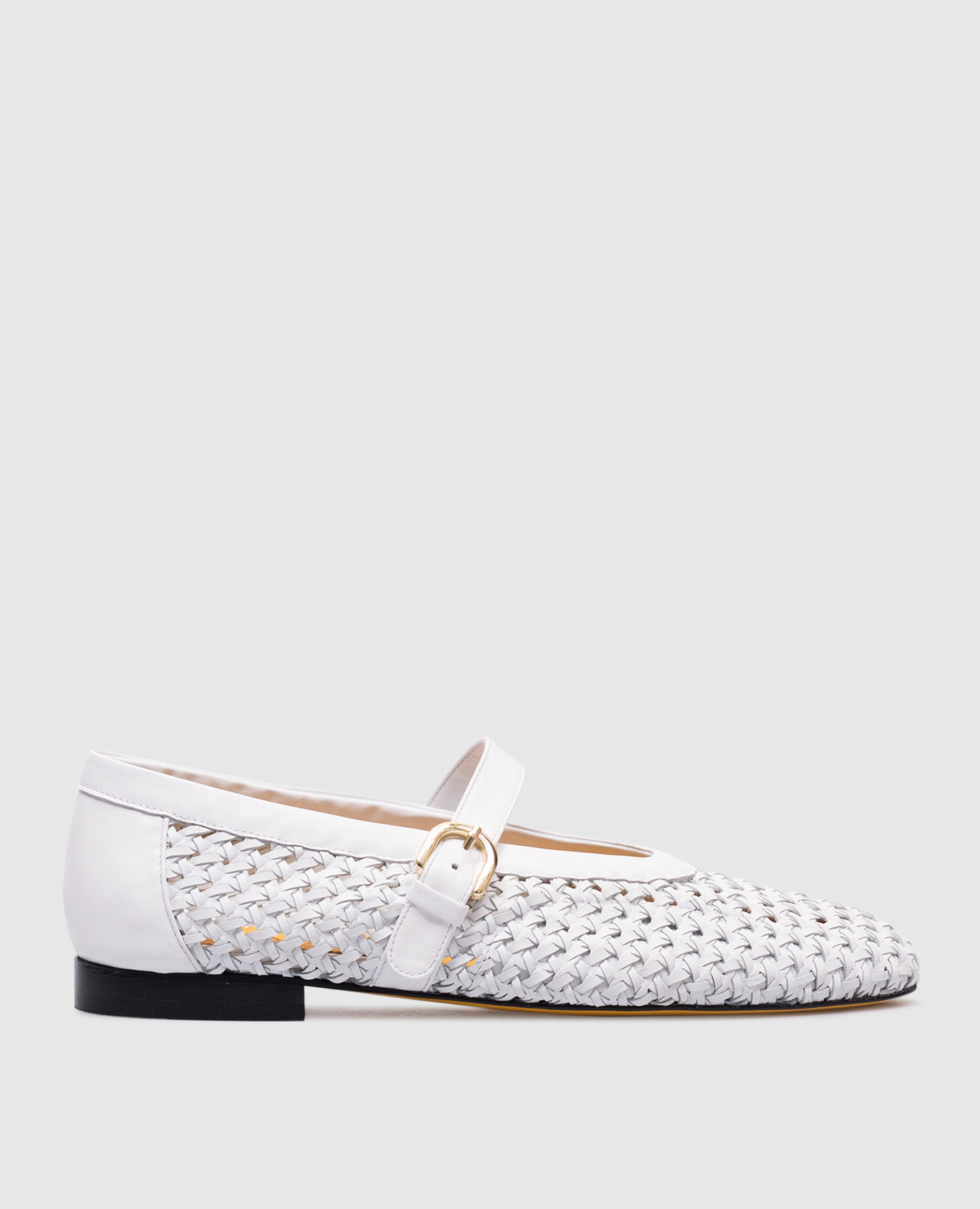 White leather braided ballet flats