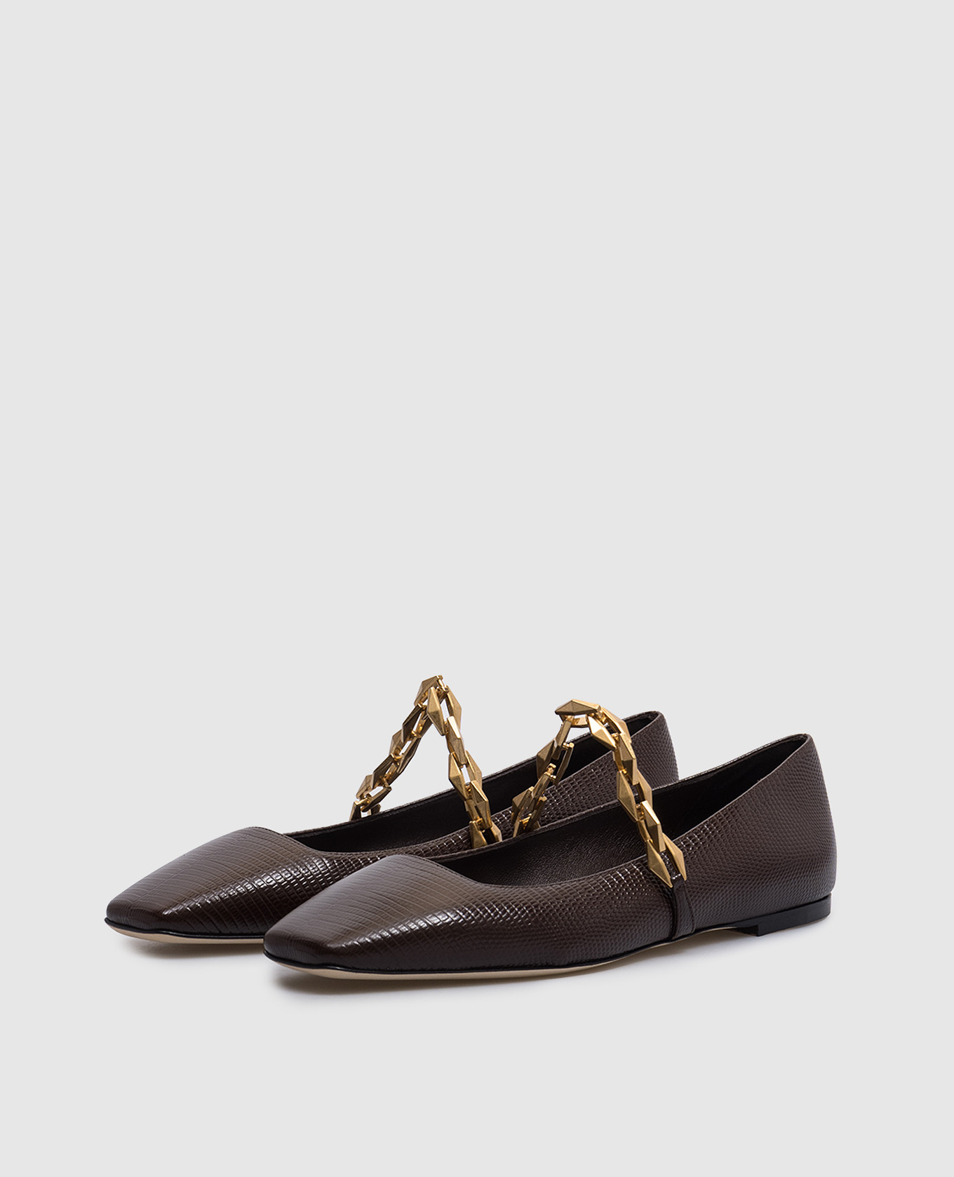 

Diamond Tilda Flat brown leather ballet flats Jimmy Choo