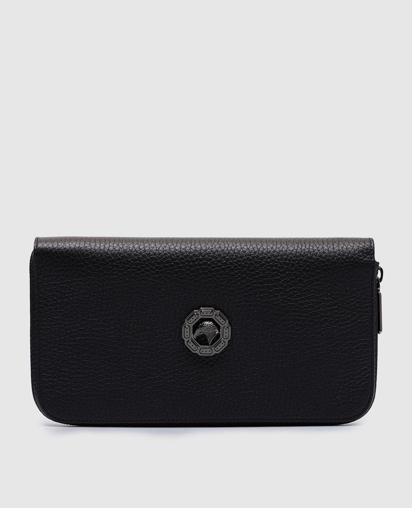 

Black leather wallet with metal logo Stefano Ricci