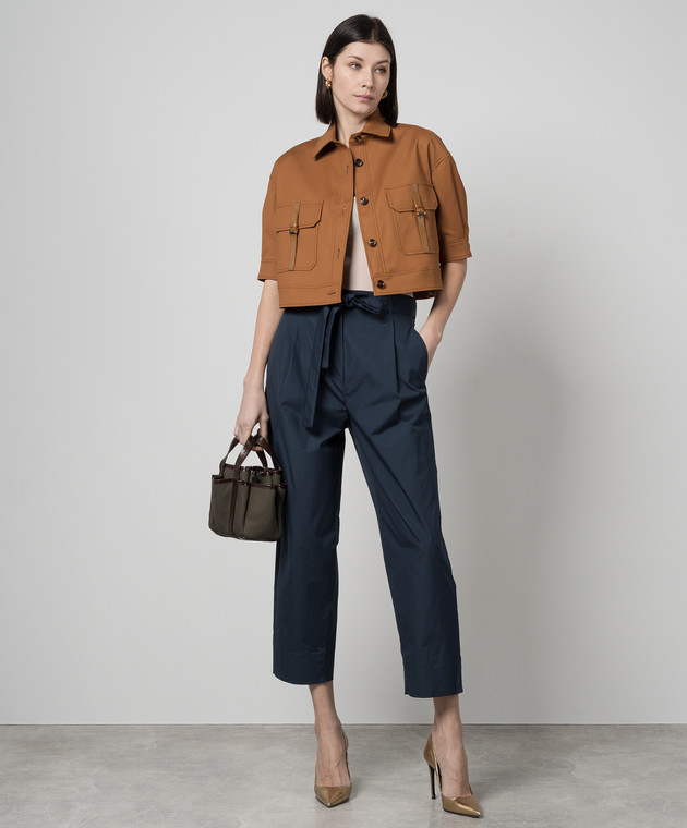MaxMara Agiateコットンショートジャケット40 Max Mara - AGIATE brown cropped jacket AGIATE - shop with Denmark