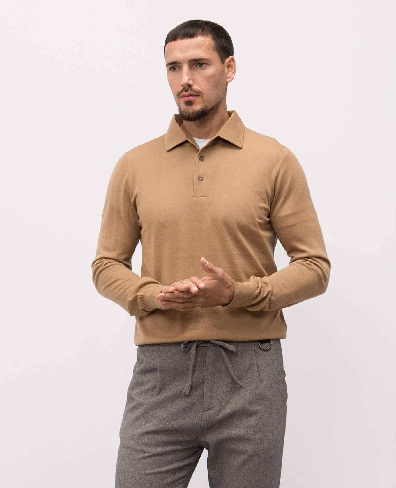 

Brown wool polo shirt Santi
