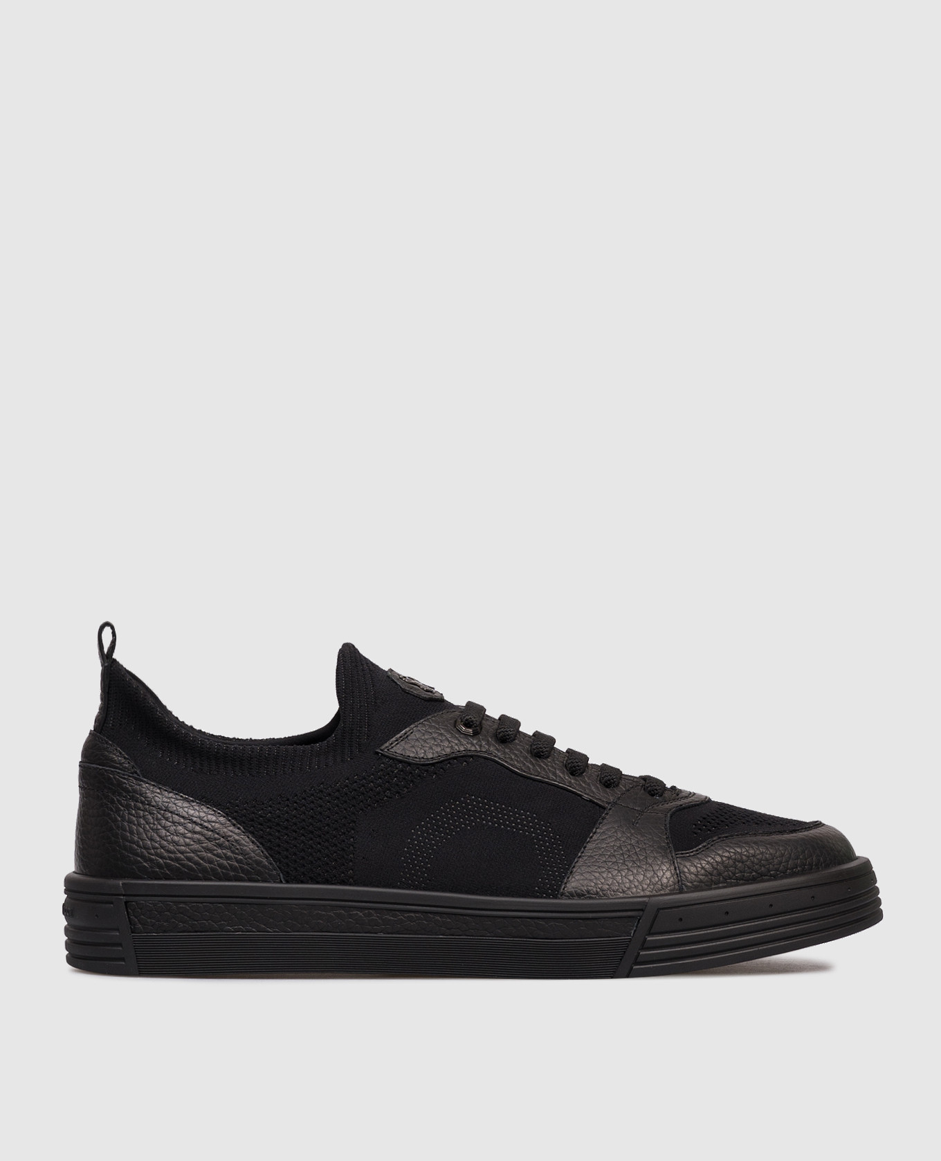 Black combination sneakers with monogram logo Stefano Ricci