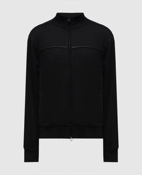 Stefano Ricci Black sports jacket with silk and leather inserts K818922R31T25170