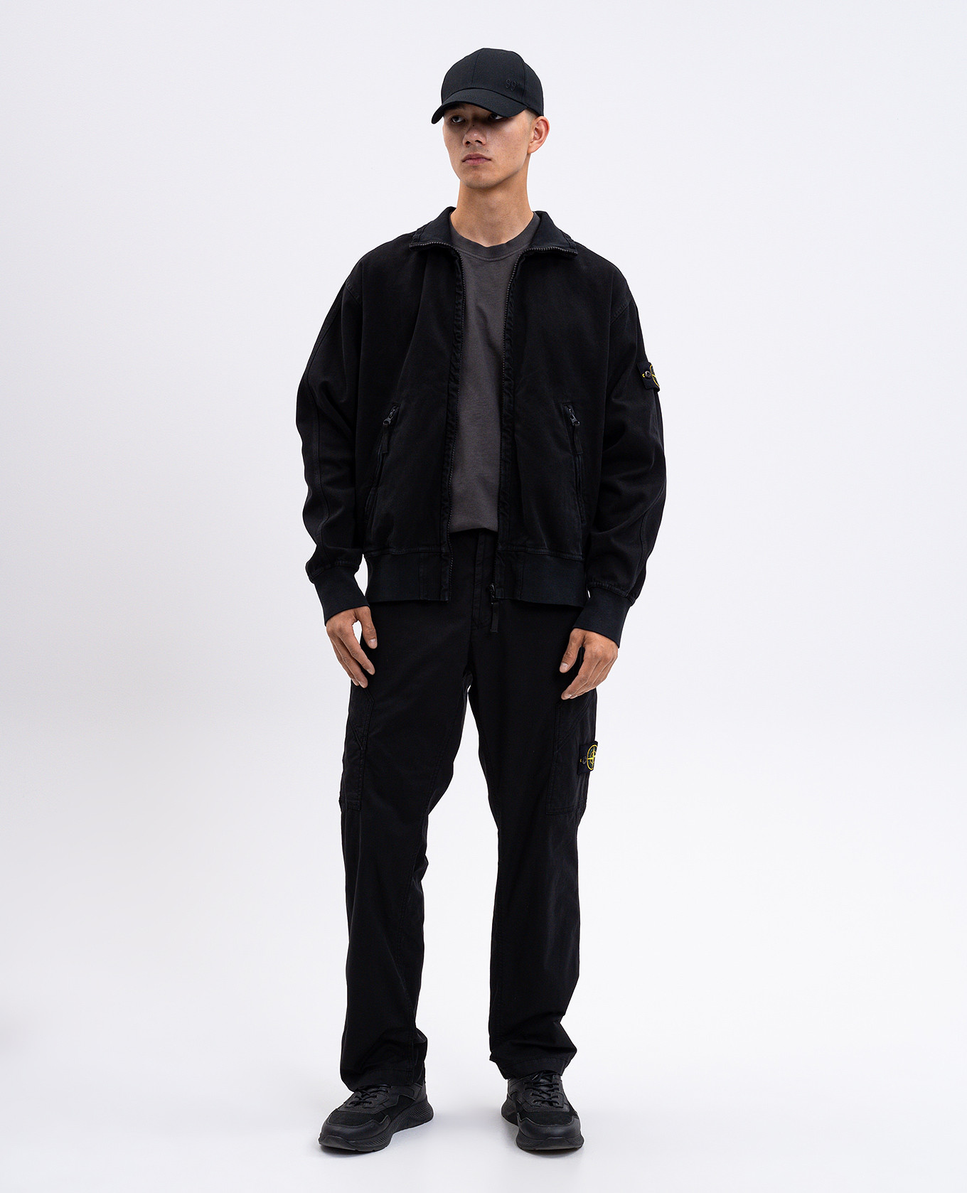

Black sports jacket with logo patch Stone Island