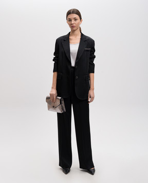 Peserico Black jacket with monil chain E01100U04270