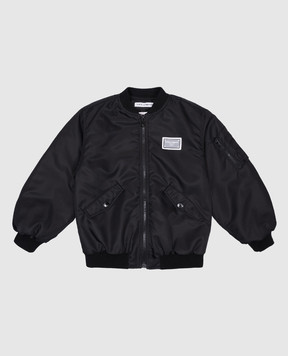 Dolce&Gabbana Children's black bomber jacket with logo print L4JB5TG7N1P