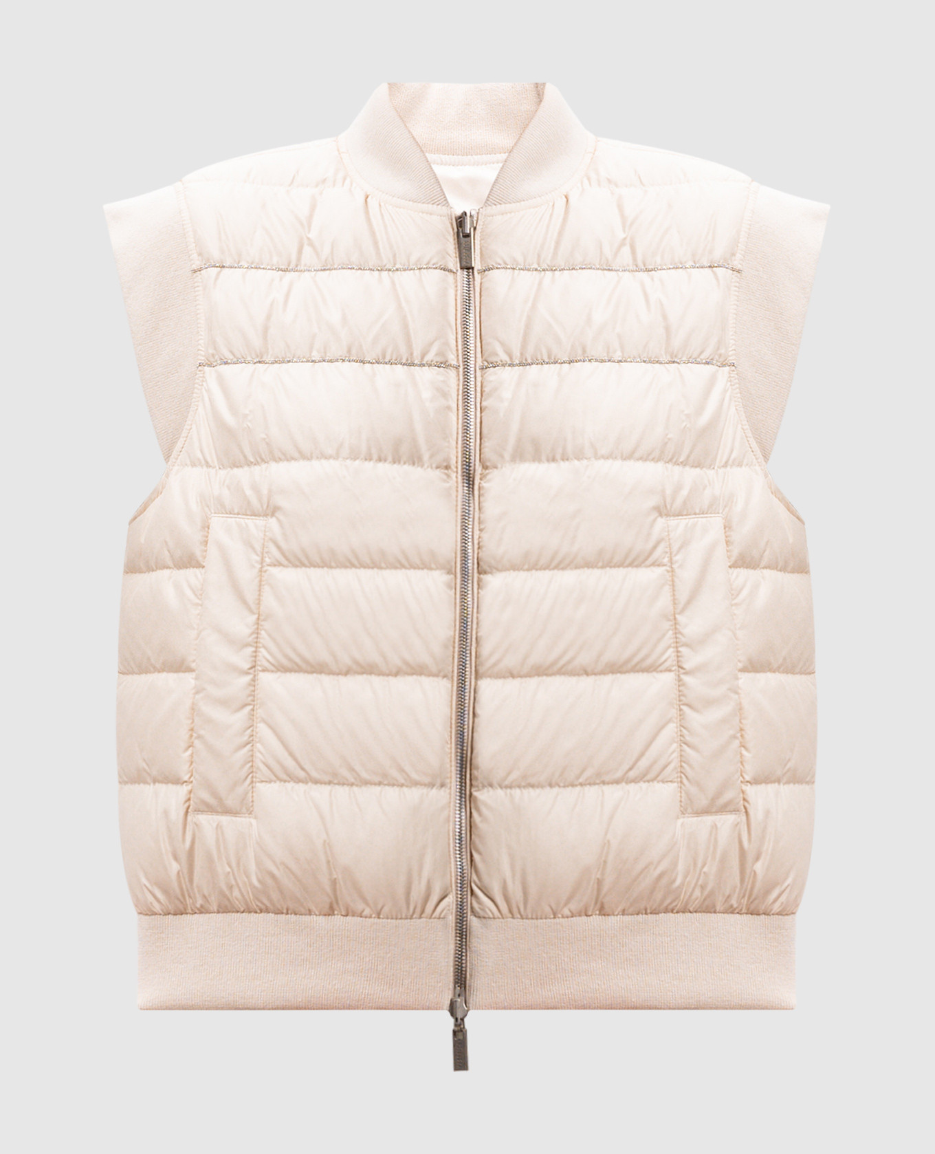 

Beige reversible down vest with monil chain Peserico