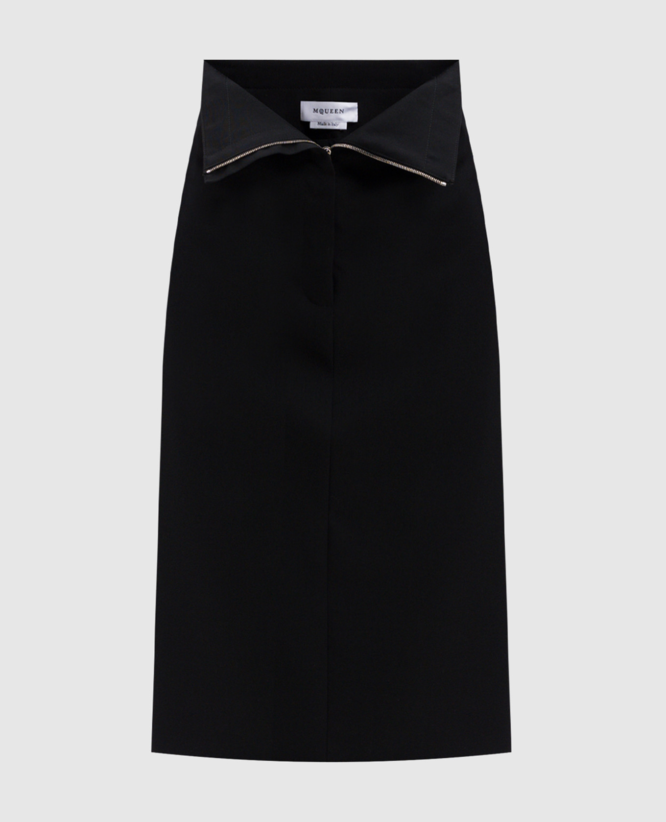 Alexander McQueen - Black wool midi skirt with asymmetric