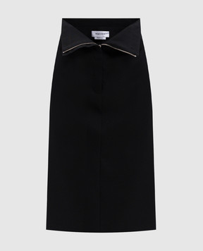 Alexander McQueen Black wool midi skirt with asymmetric top 813474QJADA