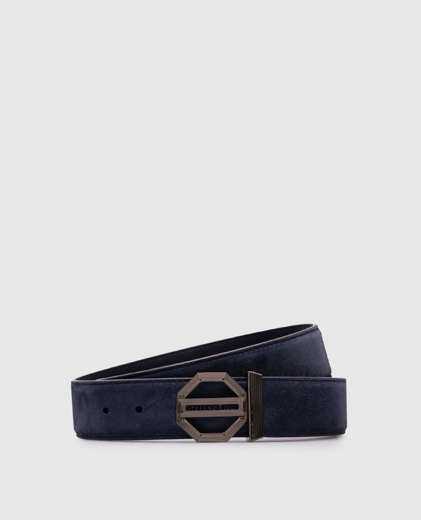 

Blue suede belt with logo Stefano Ricci