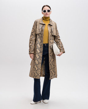 Yves Salomon Beige Python Trench Coat 20EYM22011PYXX