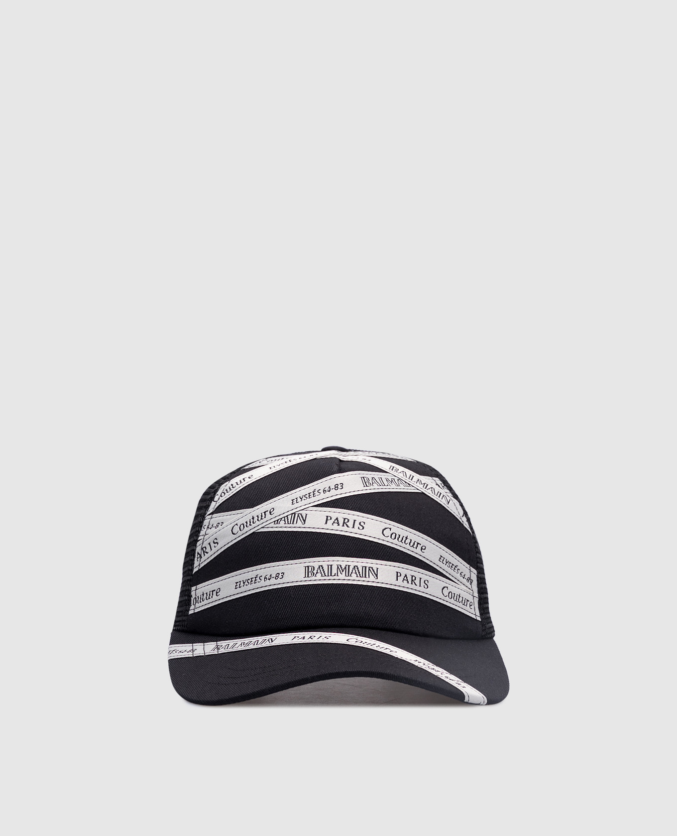 

Black cap with branded ribbon Balmain