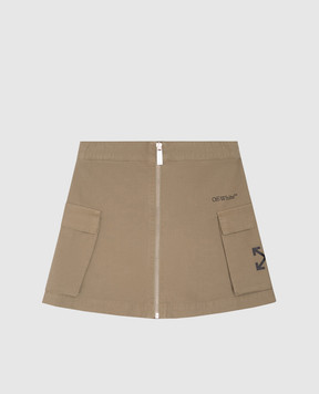 Off-White Children's khaki mini skirt with Arrow print OGCC027S25FAB001