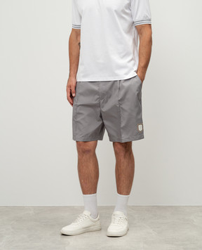 Brunello Cucinelli Gray shorts with logo patch MB4223386T