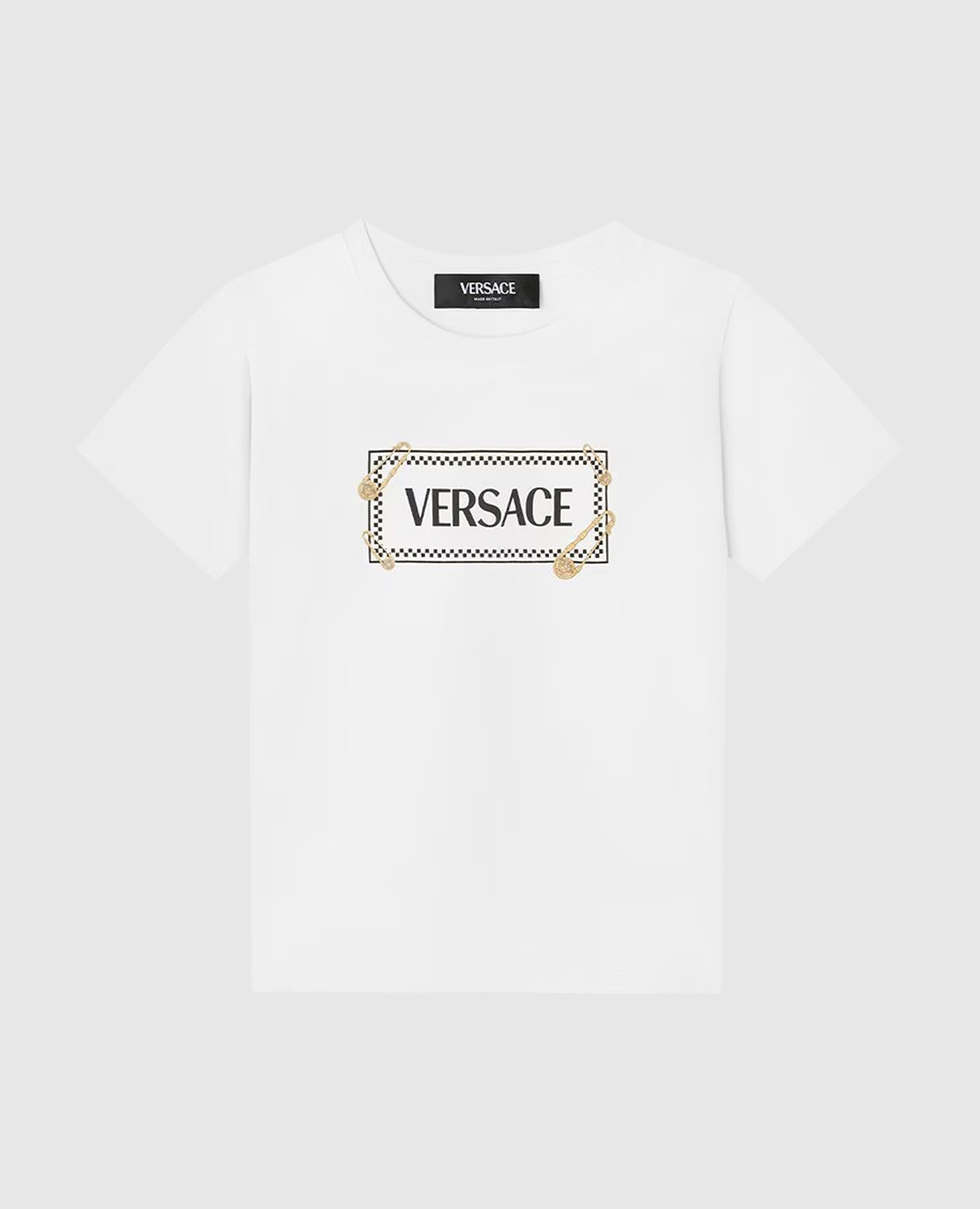 Children&#39;s white T-shirt with logo Versace