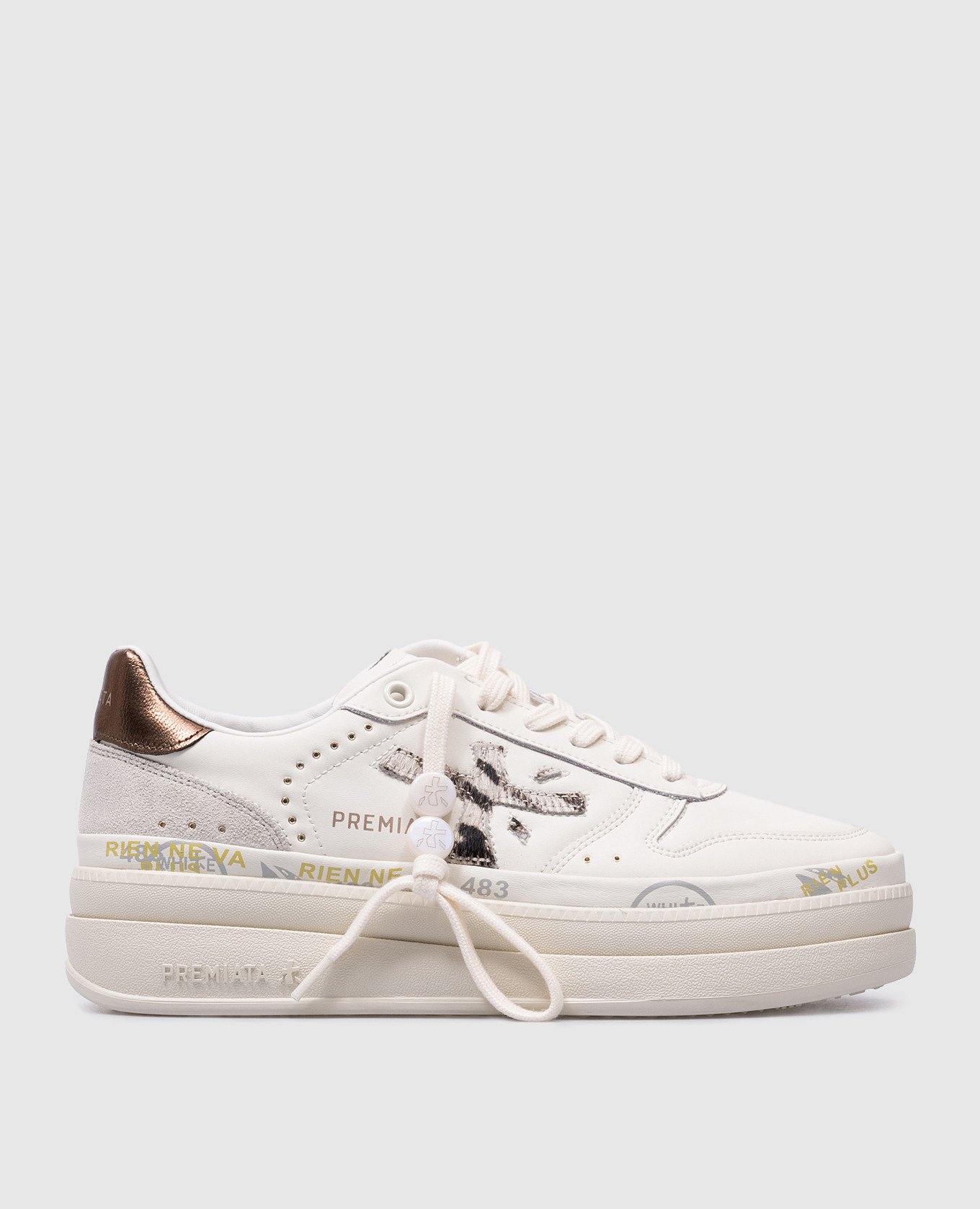 

MICOL beige leather sneakers Premiata, Бежевый