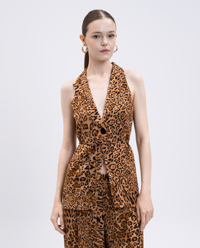 Twinset Brown animal print vest 252TP2473