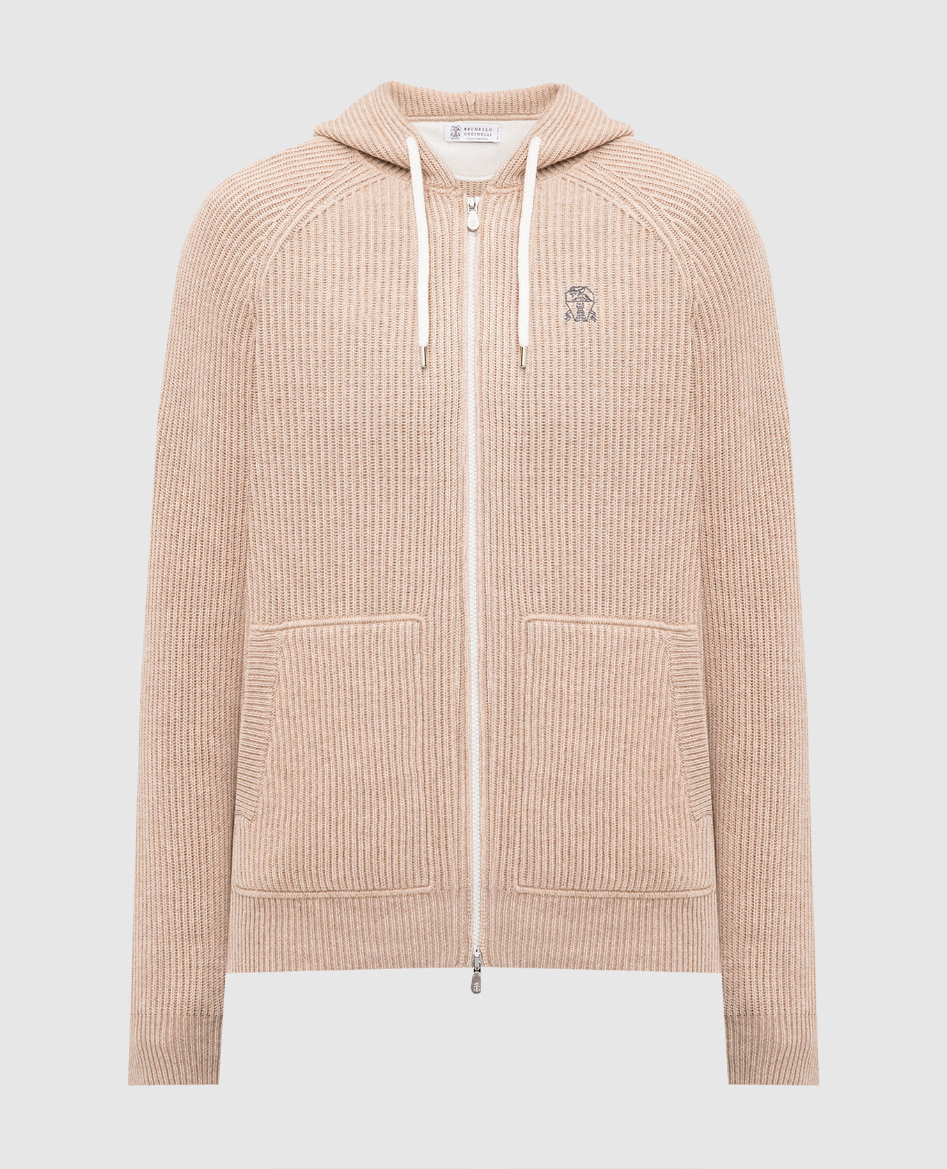 

Beige cashmere sports jacket with logo embroidery Brunello Cucinelli, Бежевый