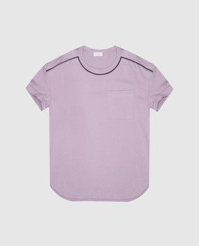 Brunello Cucinelli Children's purple T-shirt with monil chain B0T81T439B
