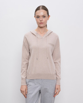 Peserico Beige wool, silk and cashmere hoodie A99299F129283A