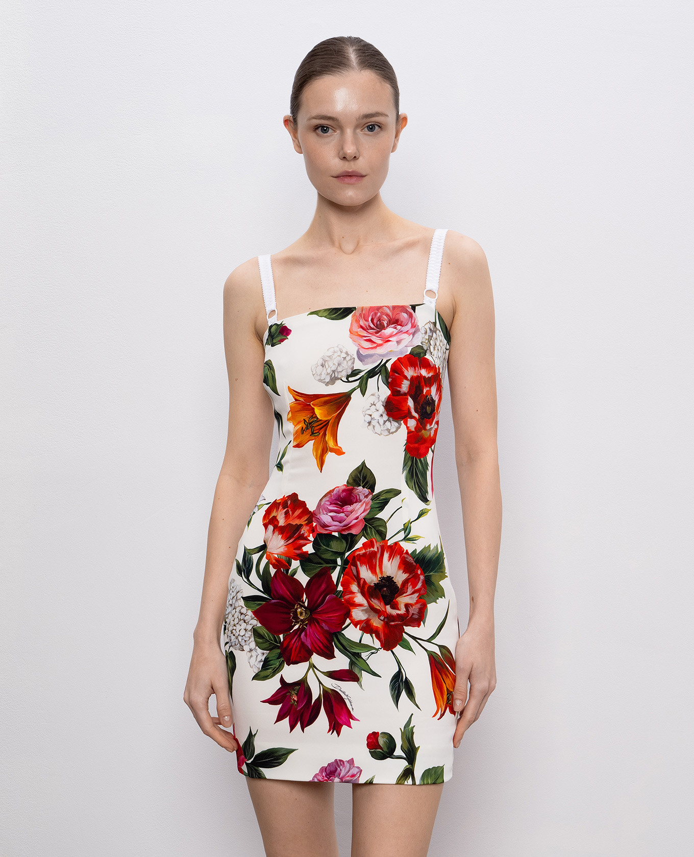 

White floral print silk mini dress Dolce&Gabbana