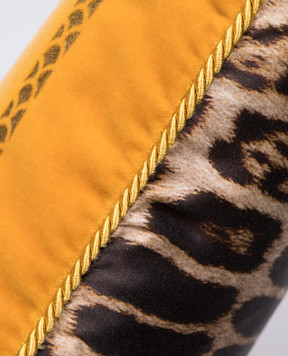 Roberto Cavalli Yellow monogram logo cushion with animal print H0100000019C119