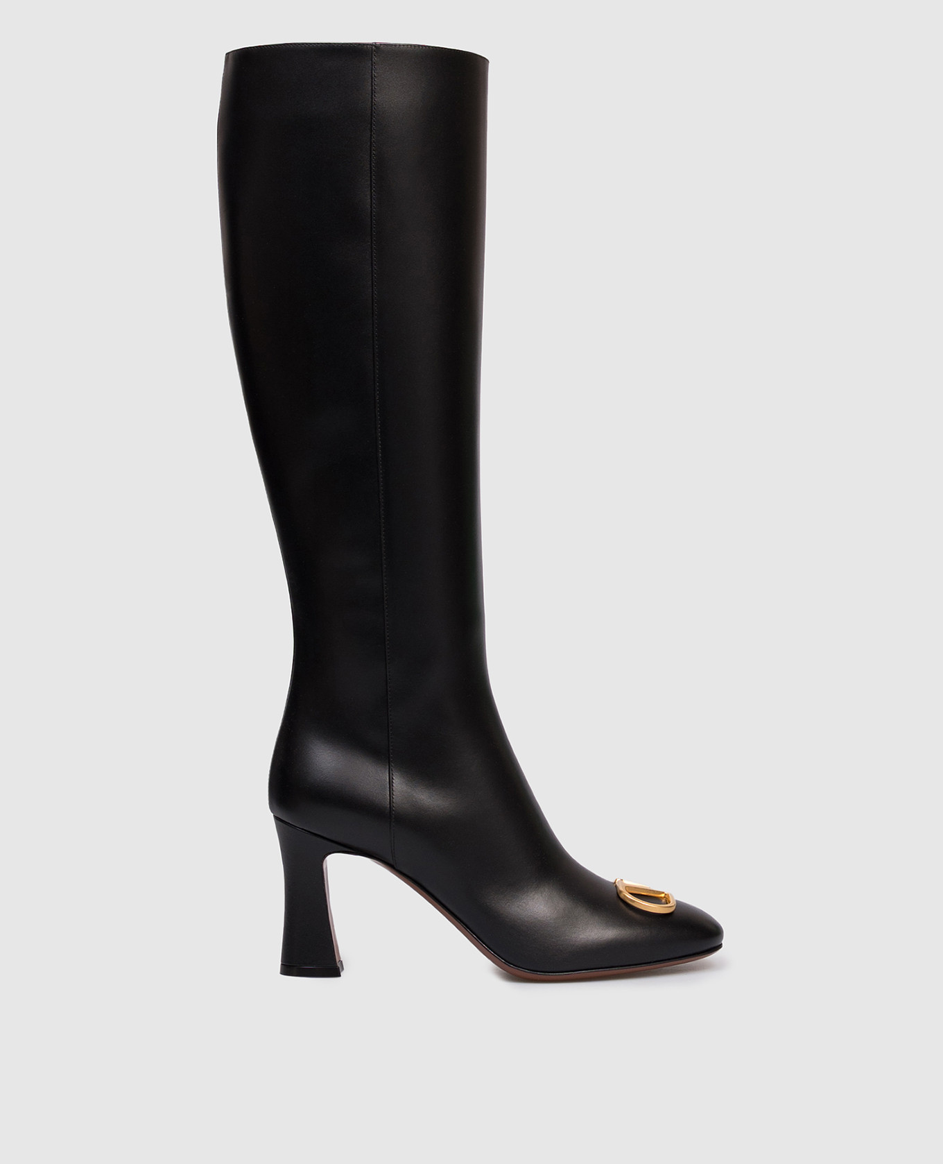 

Black leather boots with logo Valentino