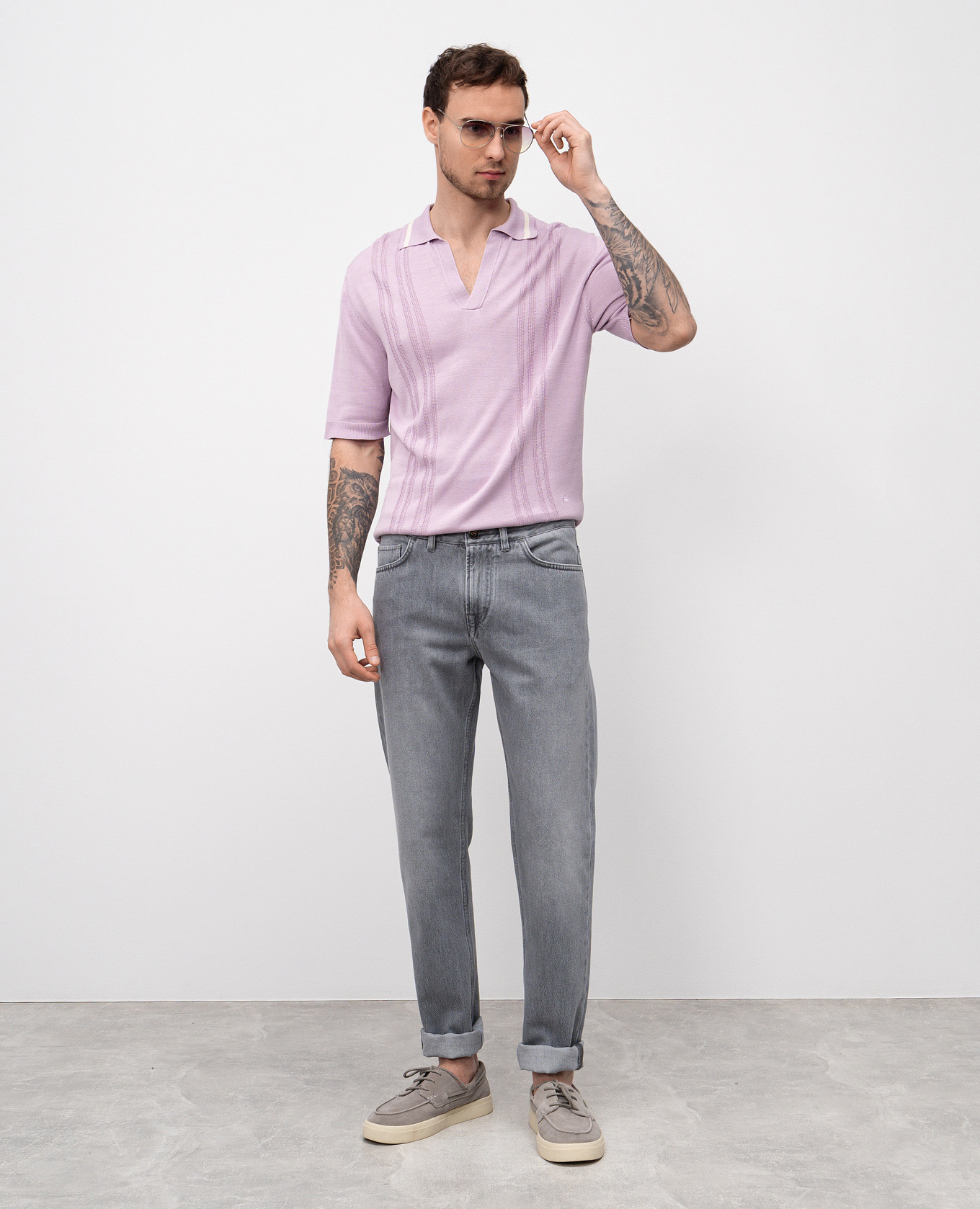 

Grey jeans with logo patch ISAIA