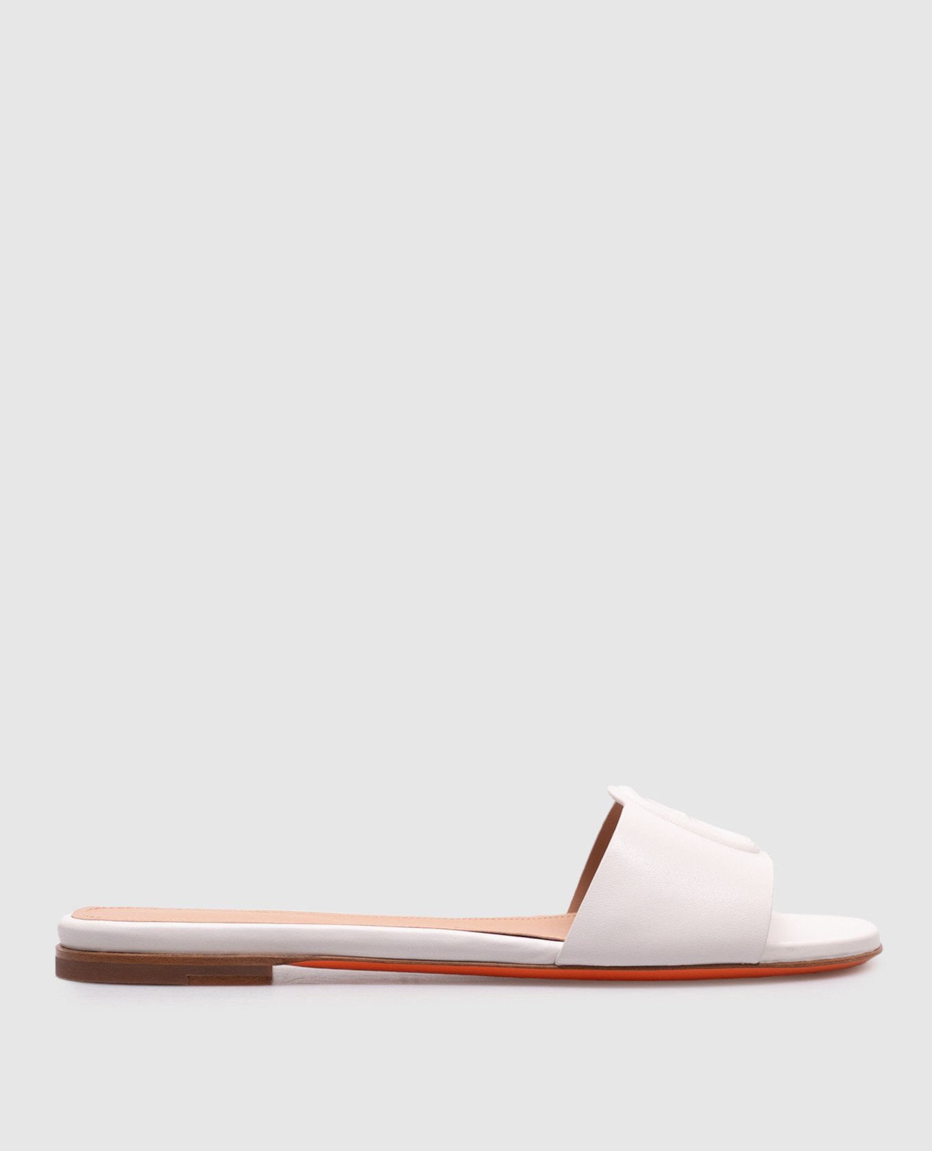 

White leather flip-flops with logo Santoni