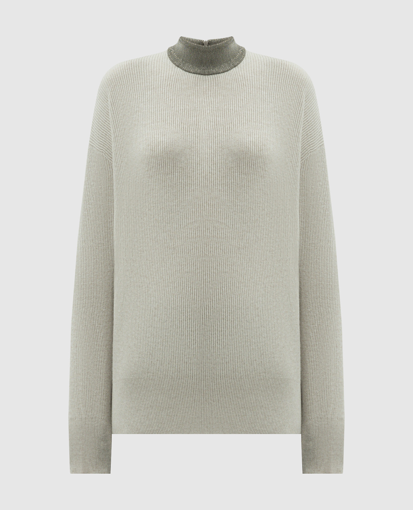 

Beige cashmere sweater with monil chain Brunello Cucinelli