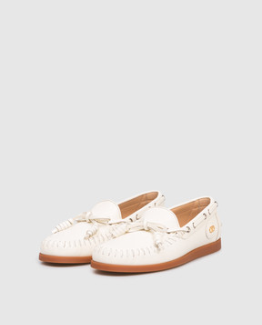 Valentino Beige leather loafers with VLogo Signature emblem 7W2S0MW1PNJ