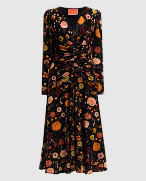 La DoubleJ Black velor Vaudeville dress in floral print DRE0772VEL006CEL01