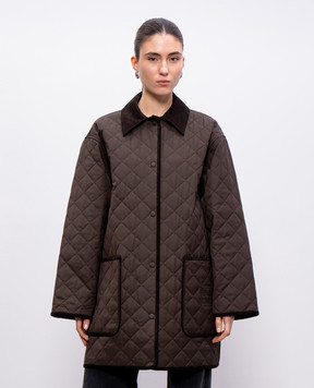 Toteme Brown quilted jacket with logo embroidery 241WRO1022FB0169