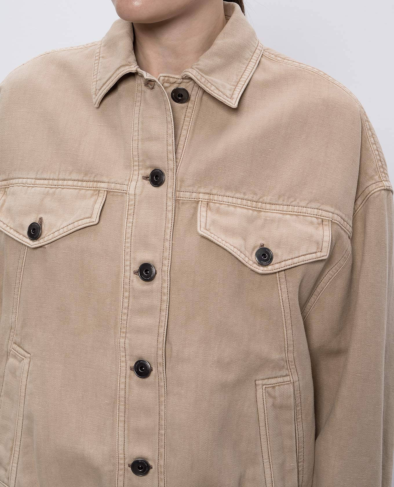

Beige linen jacket with monil chain Brunello Cucinelli