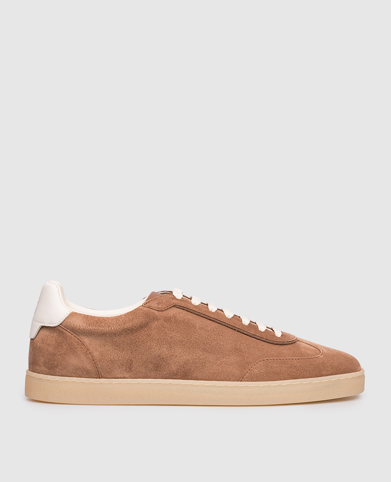 Brown suede sneakers with logo Brunello Cucinelli