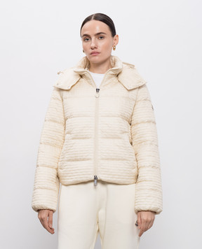Moncler Beige quilted down jacket with logo patch K20931A00006788QF