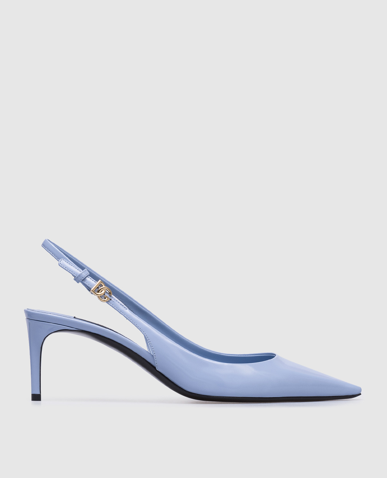 Blue leather slingbacks with metal dg logo dolce&gabbana