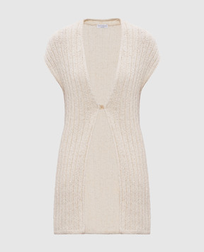 Brunello Cucinelli Beige linen cardigan with sequins M9X336416y