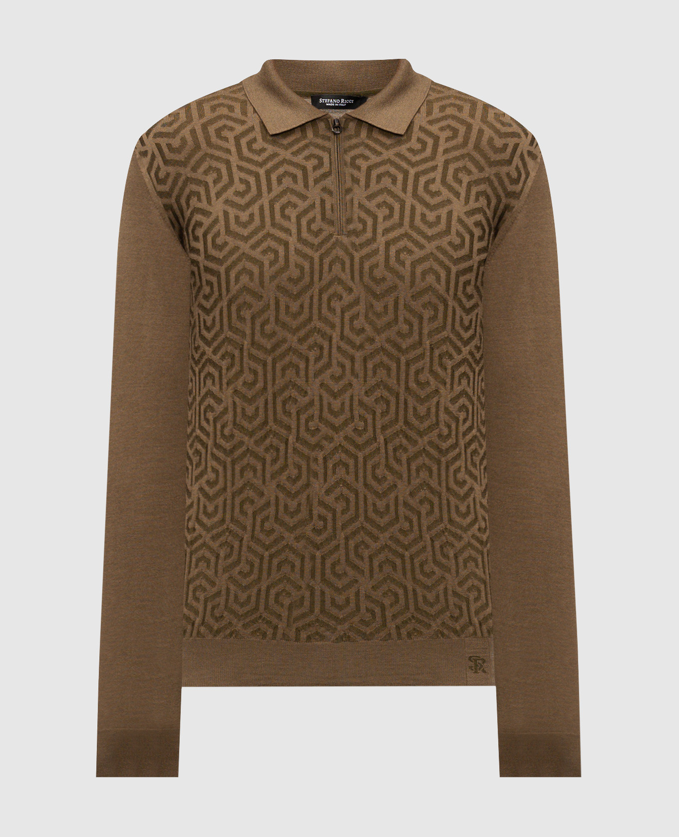 

Green wool, silk and cashmere polo with a pattern Stefano Ricci