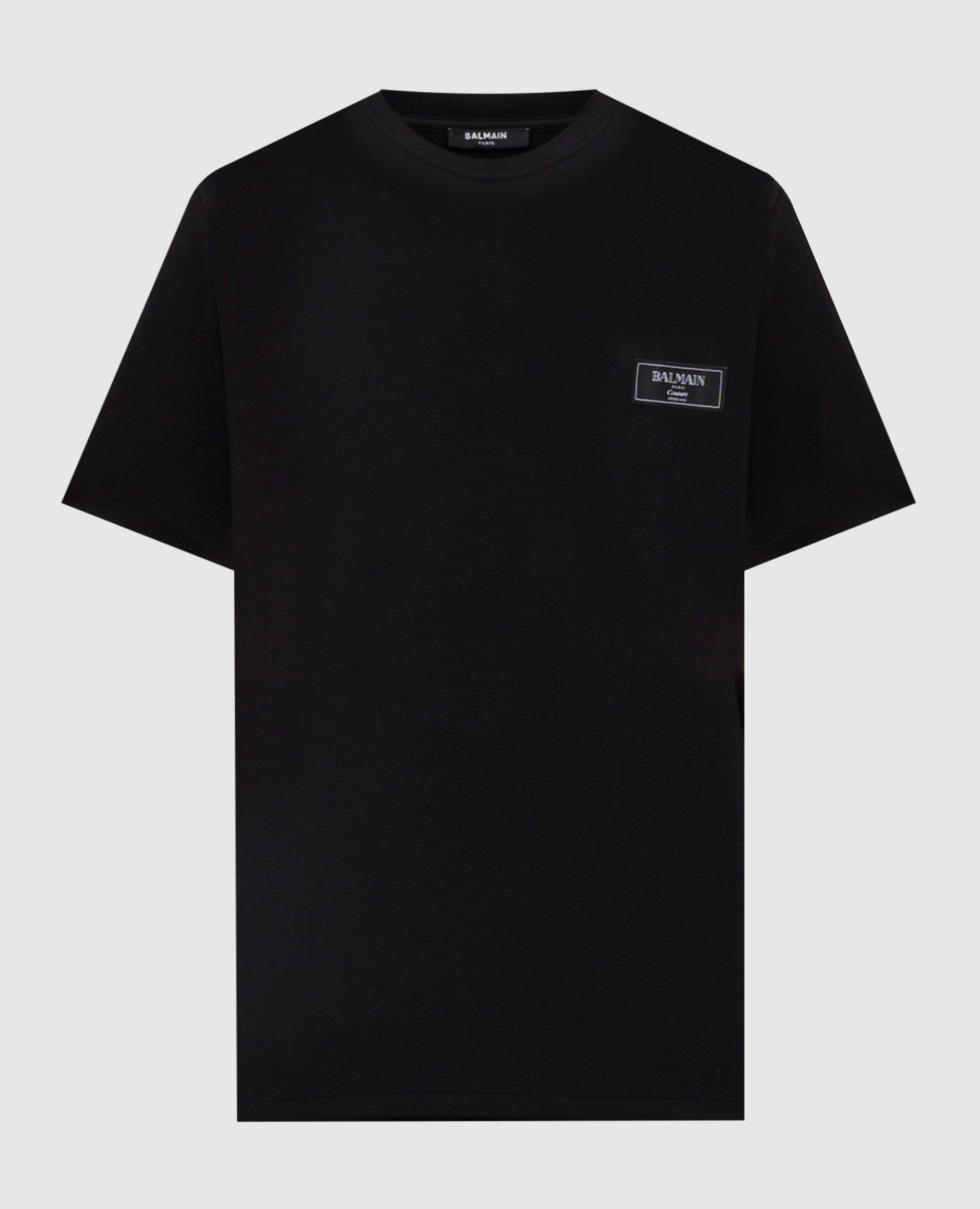 Black T-shirt with logo patch Balmain