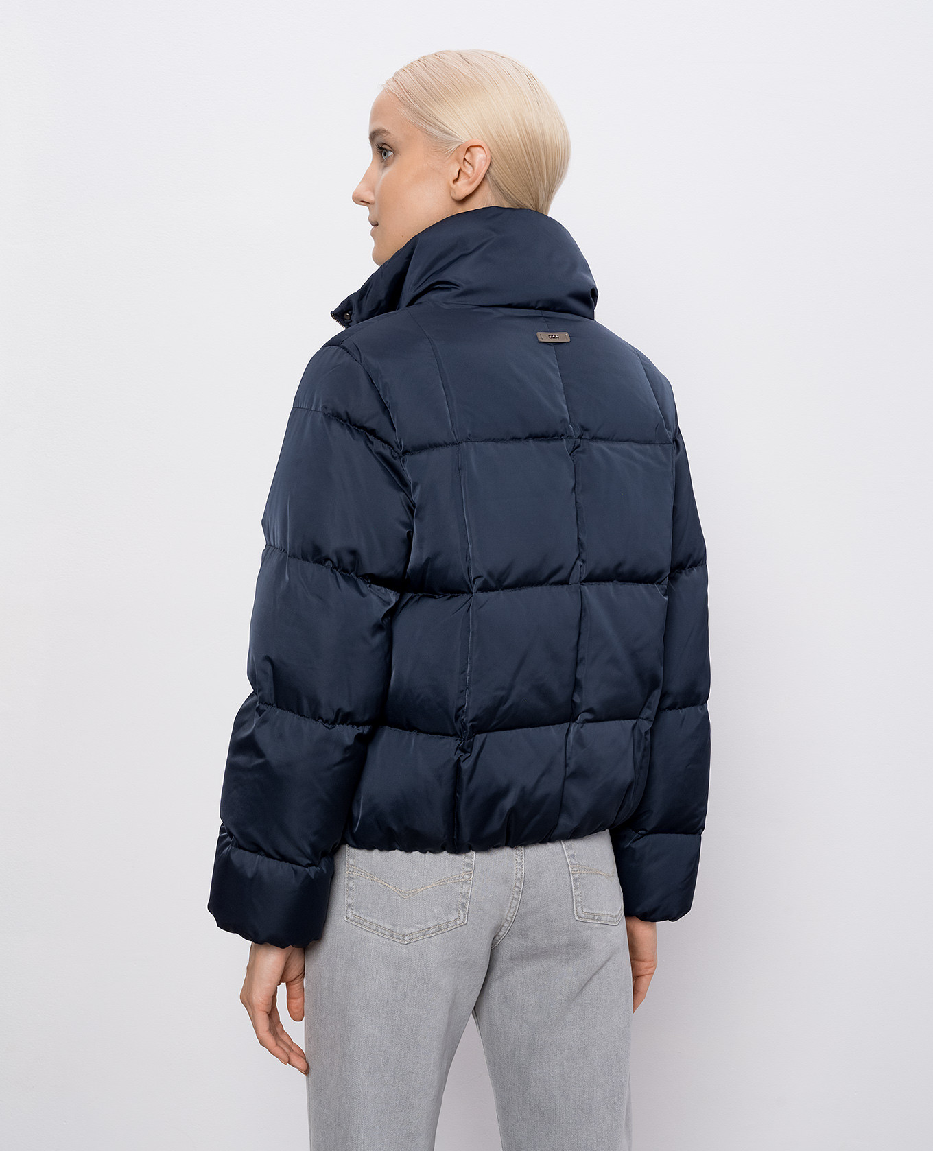 

Blue down jacket with brand patch Peserico