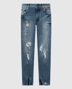 Dolce&Gabbana Blue ripped jeans with logo GY07CDG8MV3