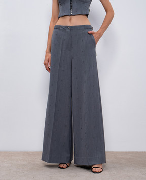 Twinset Gray palazzos with branded embroidery 242AM2043