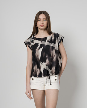 Twinset Top with ties in an abstract print 241AP2506