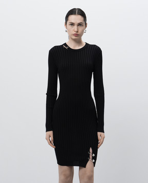 Versace Black wool mini dress with branded studs 10177731A12700