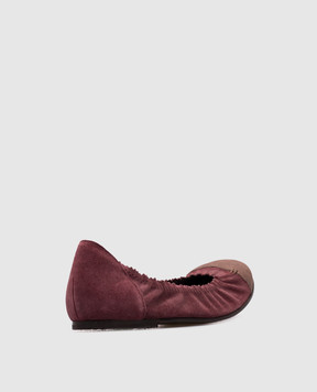 Brunello Cucinelli Burgundy suede ballet flats MZDBXC765