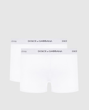 Dolce&Gabbana Set of white ribbed boxer briefs with logo M9D87JONN96