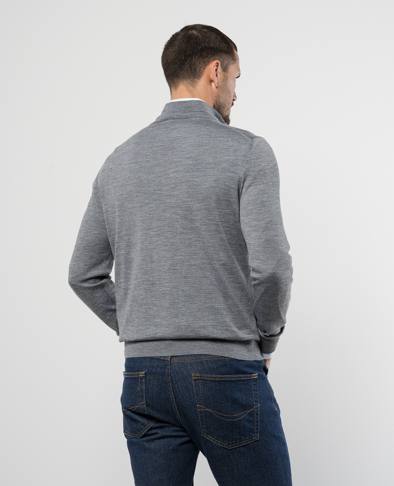 

Gray wool jumper with logo embroidery ISAIA, Grey