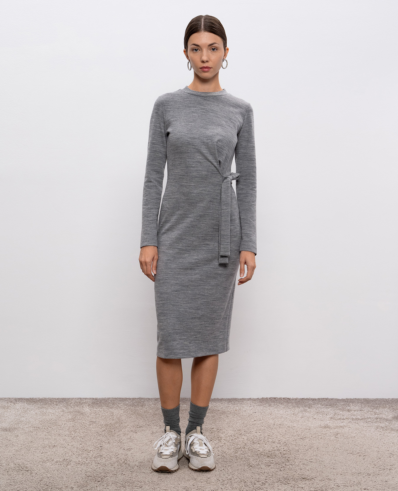 Gray melange dress with wool Peserico 3